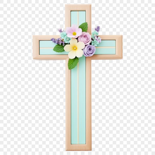 Decorative Crucifix with Floral Details Transparent PNG image of a decorative crucifix with intricate details.