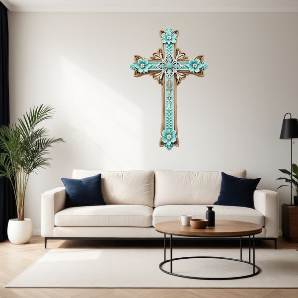 Detailed Cross Symbol with Clear Background An image of a detailed religious symbol, a cross-shaped crucifix with no background, suitable for sublimation and print use.