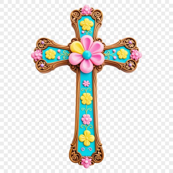 A clear, high-resolution image of a traditional religious cross with intricate details.