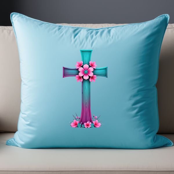 Simple Floral Cross Icon A high-resolution transparent PNG image of a simple crucifix with floral motifs.