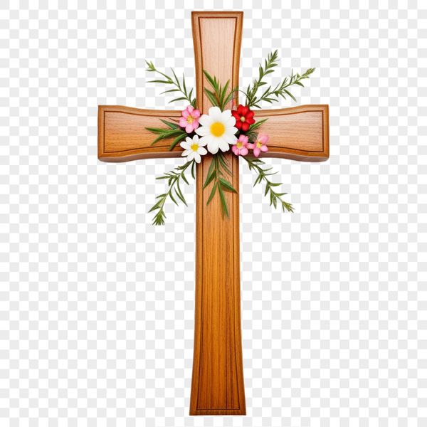 Transparent Religious Icon PNG A transparent PNG image of a cross with intricate details, suitable for sublimation printing or digital applications.