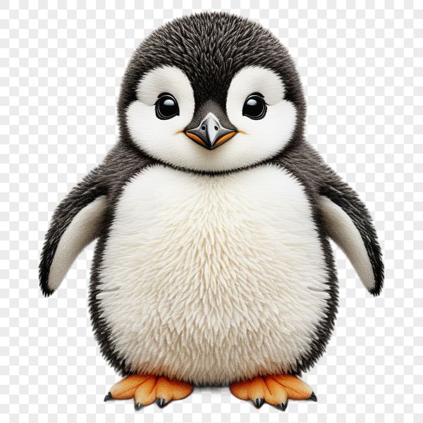 A high-resolution image of a cute baby penguin with a clear transparent background suitable for commercial or personal use.