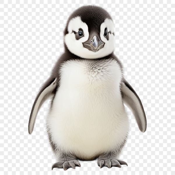 Free Transparent Bird Clip Art A small, adorable penguin chick in a clear transparent background.