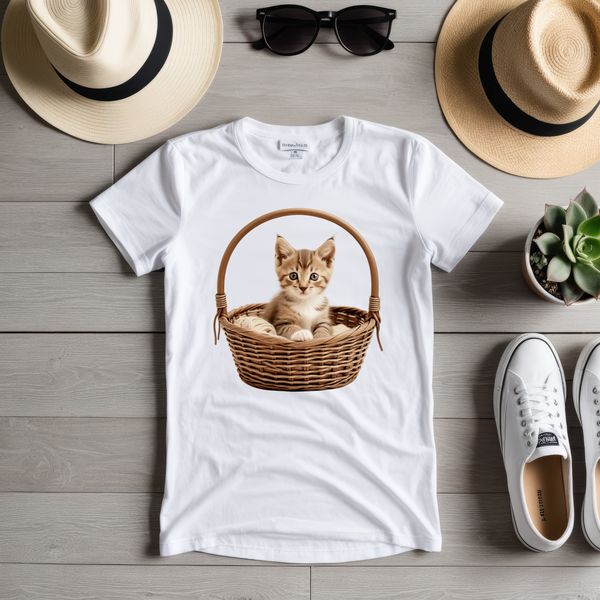 A transparent PNG image of a kitten basket with a clear background for commercial or personal use.