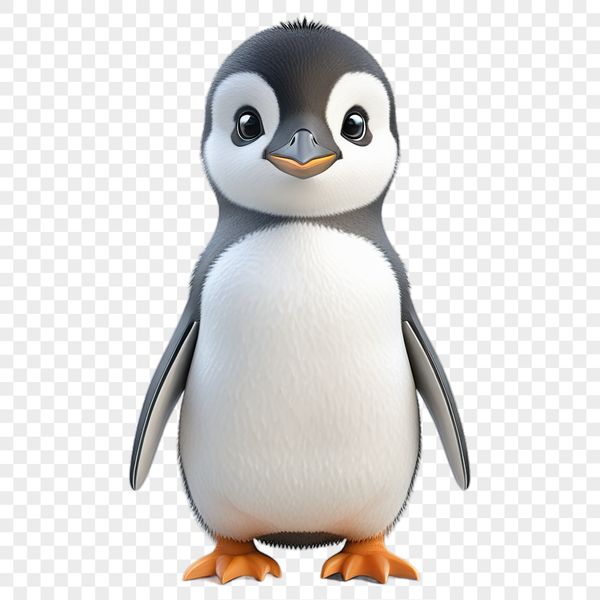 Cute Penguin Chick Illustration A high-resolution illustration of a small penguin chick standing on the ice.