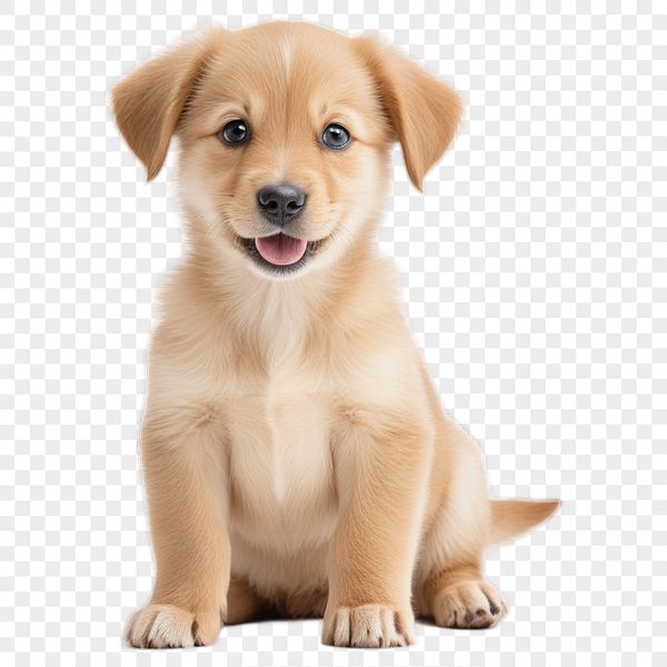 A transparent background PNG image of a cute puppy.