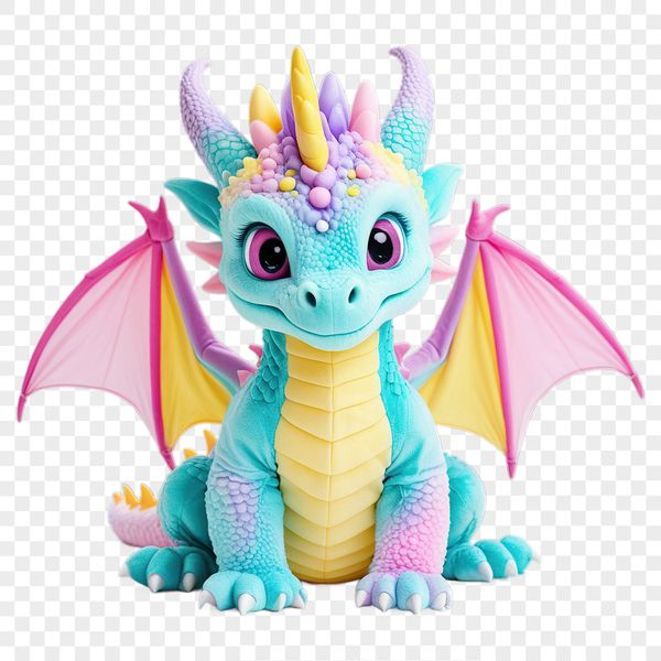 A mythical creature with scales and wings in a high-resolution transparent PNG format.