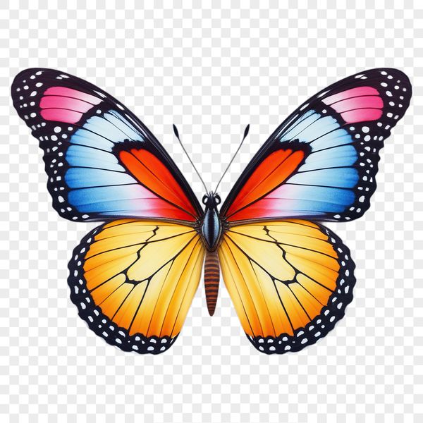 A close-up photograph of a colorful butterfly in flight.