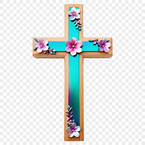 High-Res Christian Symbol Download A high-resolution transparent image of a cross symbol used in various religious contexts.