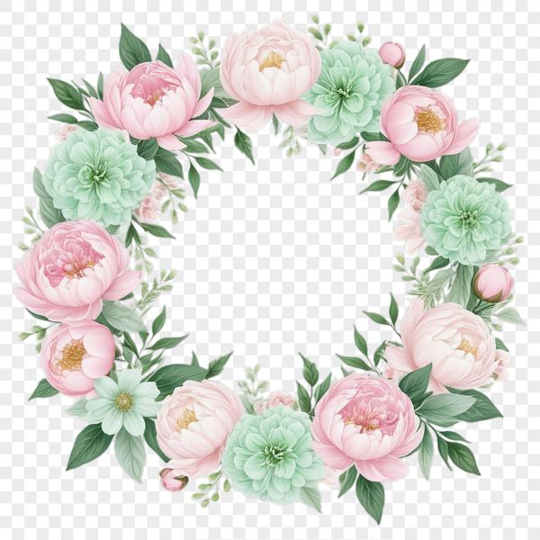 Elegant Floral Circles Floral arrangement in the form of a circular wreath.