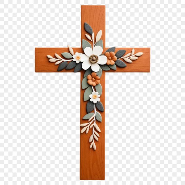 A simple transparent PNG image of a white crucifix on a clear background.