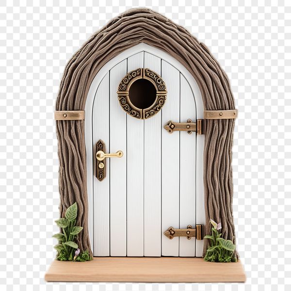 A whimsical fairy door with a clear background, ideal for sublimation printing and commercial use.