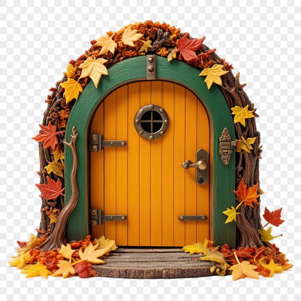 Transparent PNG Door Art A whimsical fairy door with a transparent background in PNG format.