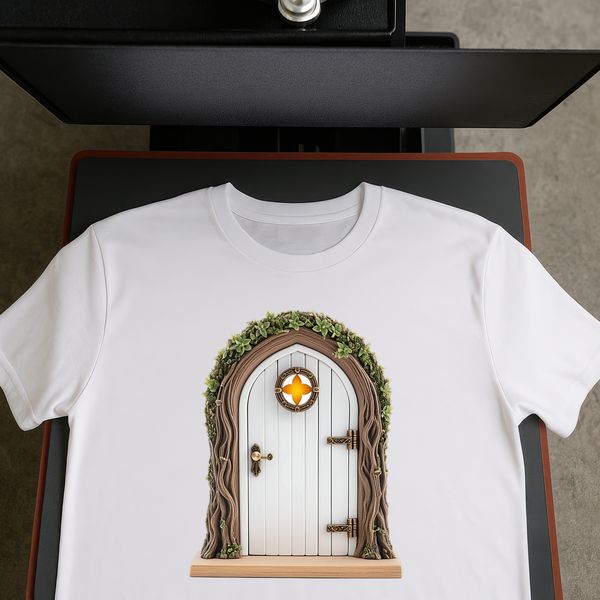 A small, intricately designed fairy entrance with a clear background.