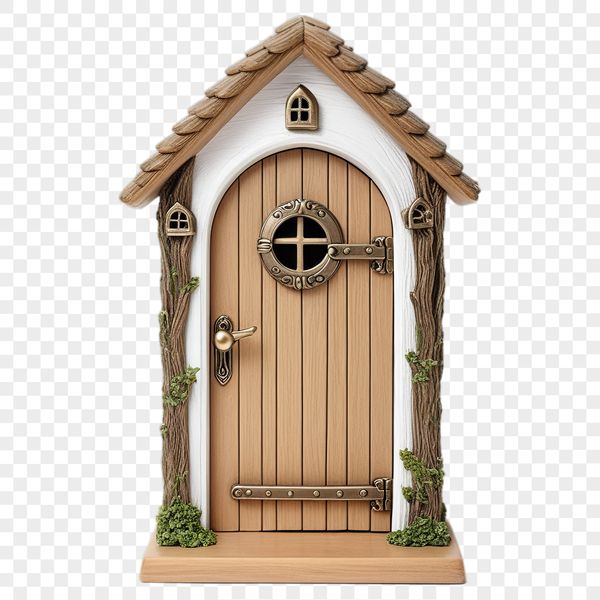 Clear Background Fairy Door Design A whimsical fairy door with a clear background, designed for high-resolution printing or digital use.