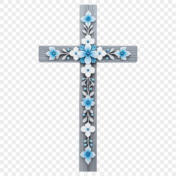 Traditional Cross Illustration A detailed illustration of a traditional religious cross in a single color format suitable for commercial use.