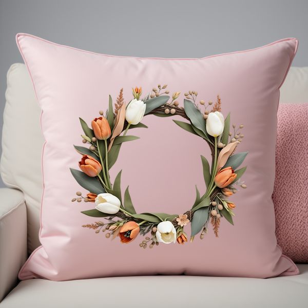 Beautiful Circular Wreath PNG Image A floral arrangement in the shape of a circular wreath with a clear background.