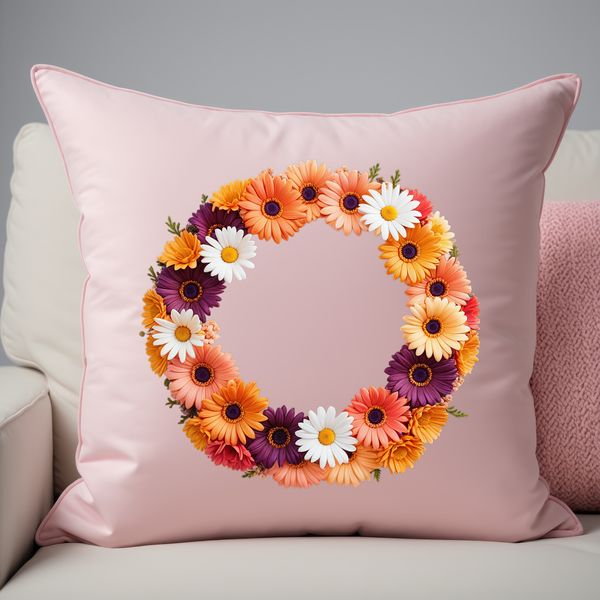 Beautiful Blossom Border A floral wreath made from a variety of colorful flowers, with a clear transparent background.