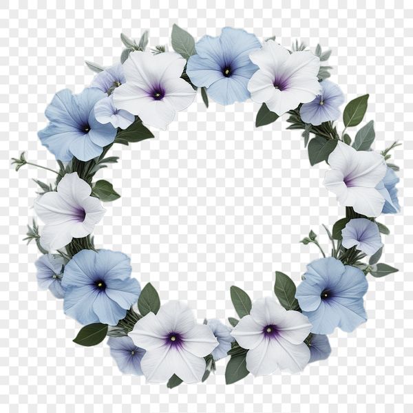 Elegant Transparent Wreath Clip Art A high-resolution floral wreath with a transparent background, ideal for commercial or personal use in various designs.