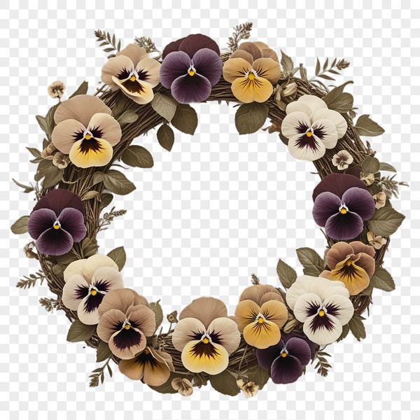 Beautiful Clear Background Wreath Design A high-resolution floral wreath with a clear background, ideal for sublimation printing or digital designs.