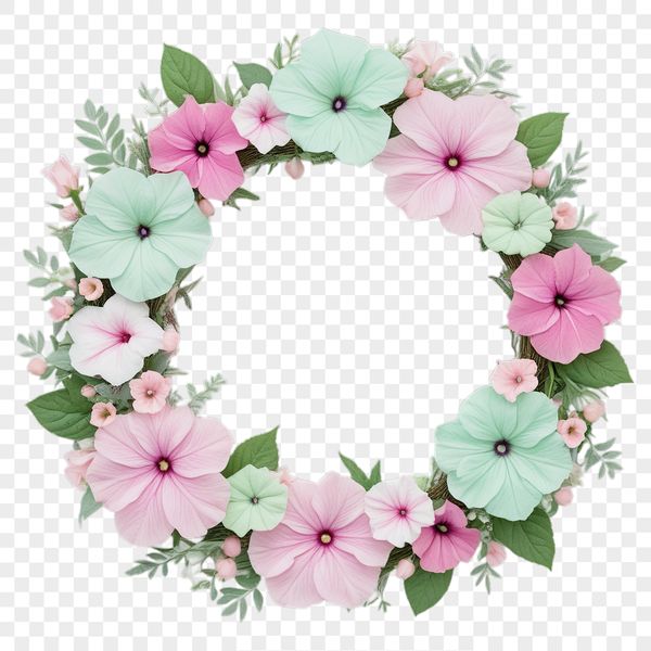 A large, free PNG image of a decorative flower wreath suitable for commercial or personal use.