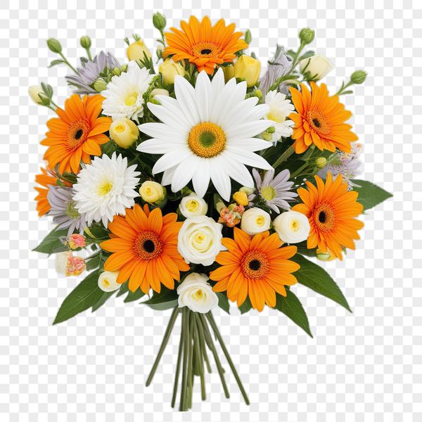 A high-resolution bouquet of flowers with a clear background, ideal for commercial or personal use in various designs.