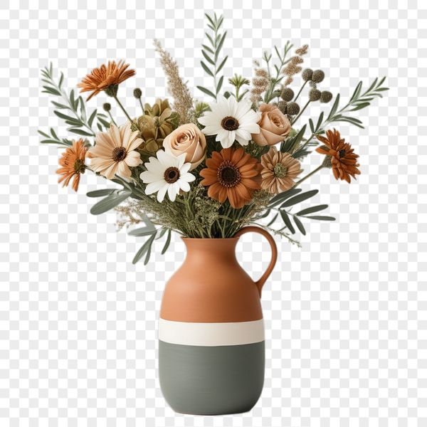 A high-resolution PNG image of a mixed flower bouquet against a transparent background.