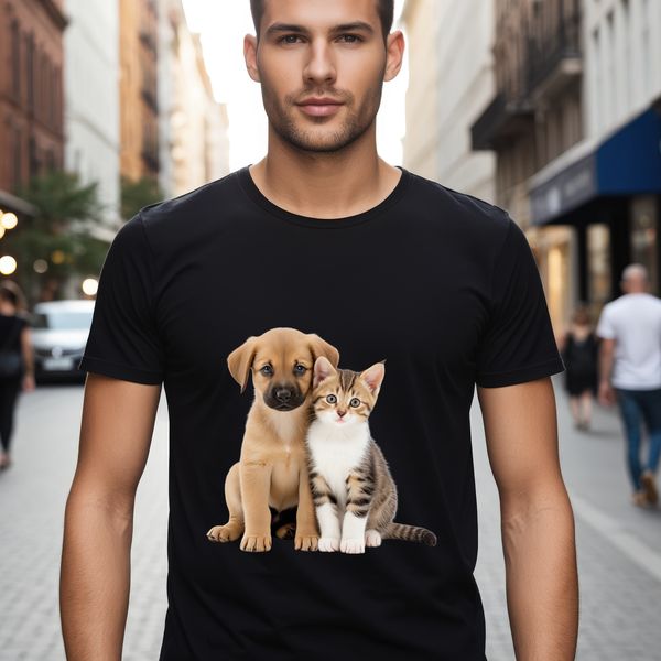 Playful Duo Graphics Free Download A high-resolution image of a playful puppy and kitten duo in one graphic.