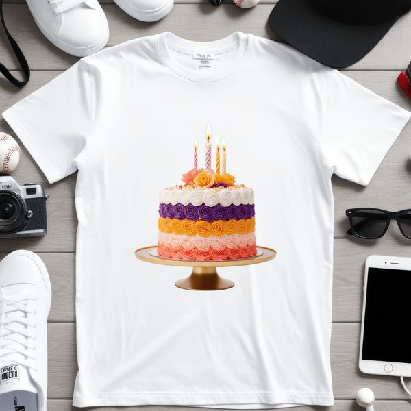 Happy Birthday Cake Graphics A colorful birthday cake with candles on top, suitable for creative projects and personal use.