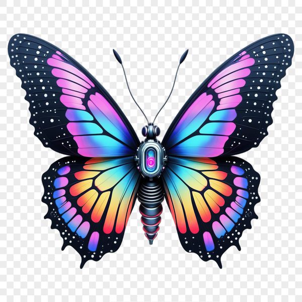 A colorful, high-resolution illustration of a butterfly with a clear background.