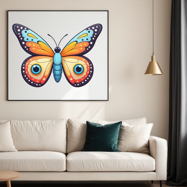 Beautiful Butterfly Image A colorful butterfly with intricate details, against a clear transparent background.