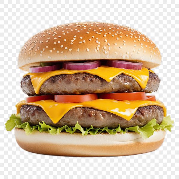 A high-resolution illustration of a cheeseburger with a clear background, suitable for printing and creative projects.