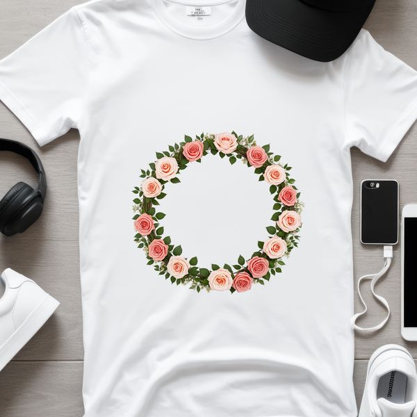 Beautiful Clear Background Flower Wreath Design A high-resolution floral wreath with clear background, perfect for sublimation printing or DIY crafts.