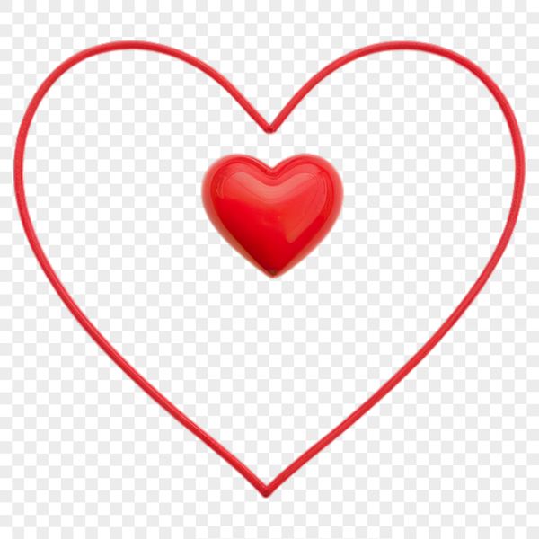 Simple Heart Symbol with Clear Background Heart symbol on a transparent background with a clear white space.