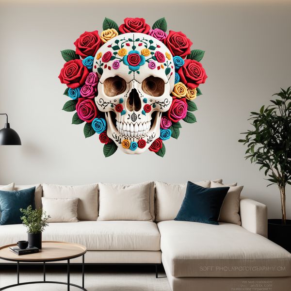 Skull Decor with Clear Background PNG A transparent high-resolution PNG image of a decorative skull with a clear background.