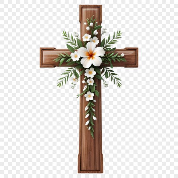 White Metal Crucifix Icon on Transparent Background A simple, high-resolution PNG image of a white metal crucifix on a transparent background.