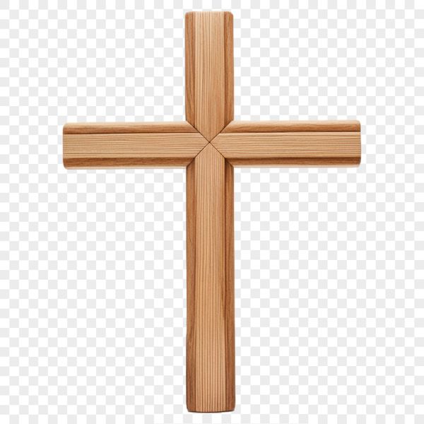 A high-resolution PNG image of a transparent crucifix with a clear background.