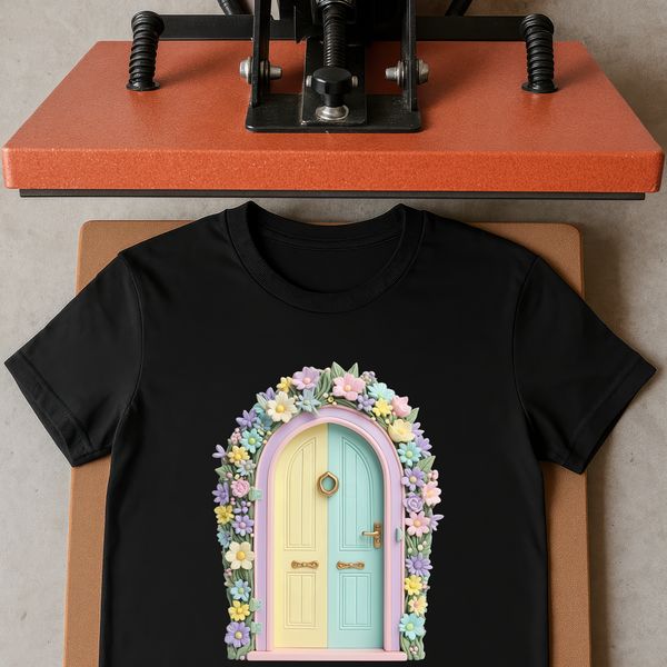 Magical Mini Door Design A small, transparent fairy door with a clear background, suitable for sublimation printing or web design.