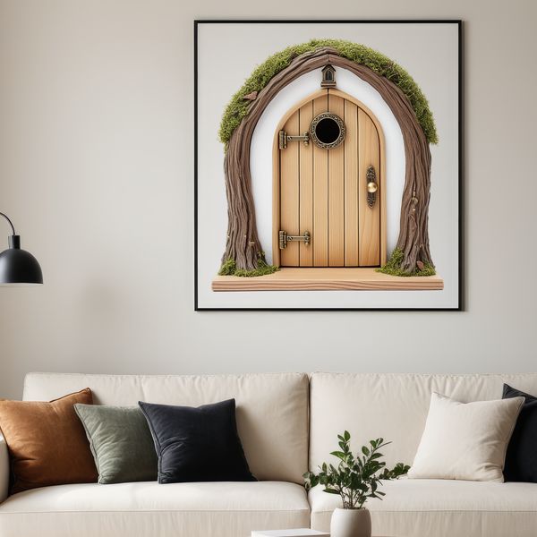 Magical Small Doorway A small, transparent fairy door with a clear background, suitable for various commercial uses.