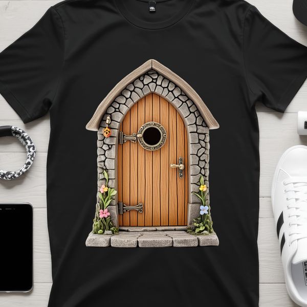 A small, intricately designed fairy door with a transparent background, perfect for sublimation printing or commercial use.