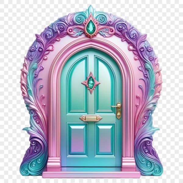 Free PNG Door Illustration A free, high-resolution PNG image of a whimsical fairy door with a transparent background.