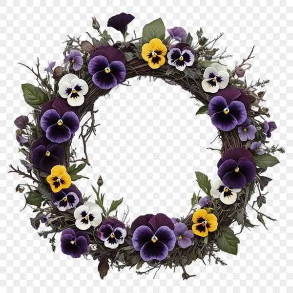 A high-resolution floral wreath with clear background and transparent elements, ideal for commercial or personal use.
