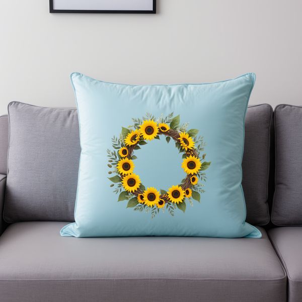 Floral Sunflower Wreath Design A high-resolution floral wreath featuring sunflowers in a transparent PNG format.