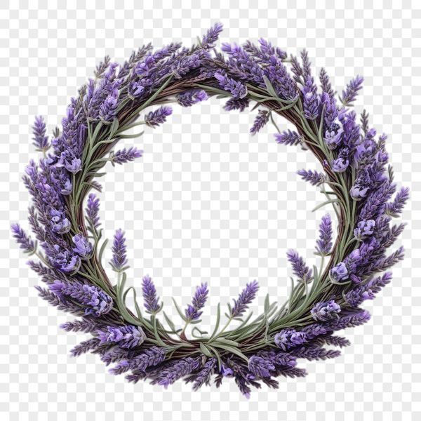 A high-resolution floral wreath with clear background and transparent edges.