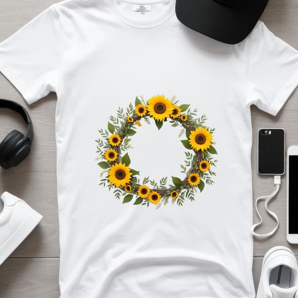 Sunflower Wreath Design A high-resolution floral wreath made with sunflowers, designed for commercial use and available for free download.