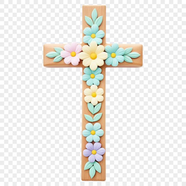 Religious Symbol PNG File A transparent PNG image of a white cross with intricate details.