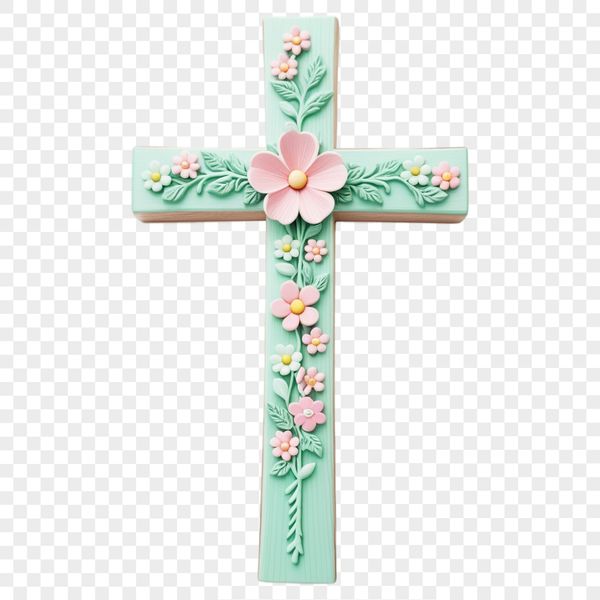 Christian Cross Symbol Icon in High Res A simple, transparent PNG image of a Christian cross symbol with intricate details.