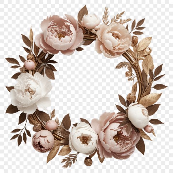 Floral flower wreath with clear background in high resolution PNG format for commercial or personal use.