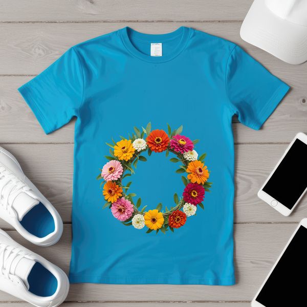 Colorful Flower Garland Image A high-resolution floral wreath made from multiple flowers in various colors, suitable for commercial or personal use.