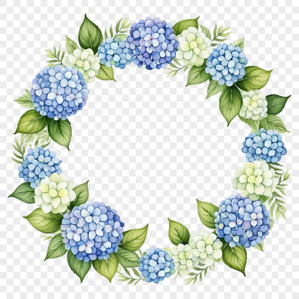 A high-resolution transparent PNG floral wreath on a clear background suitable for commercial use in various designs.